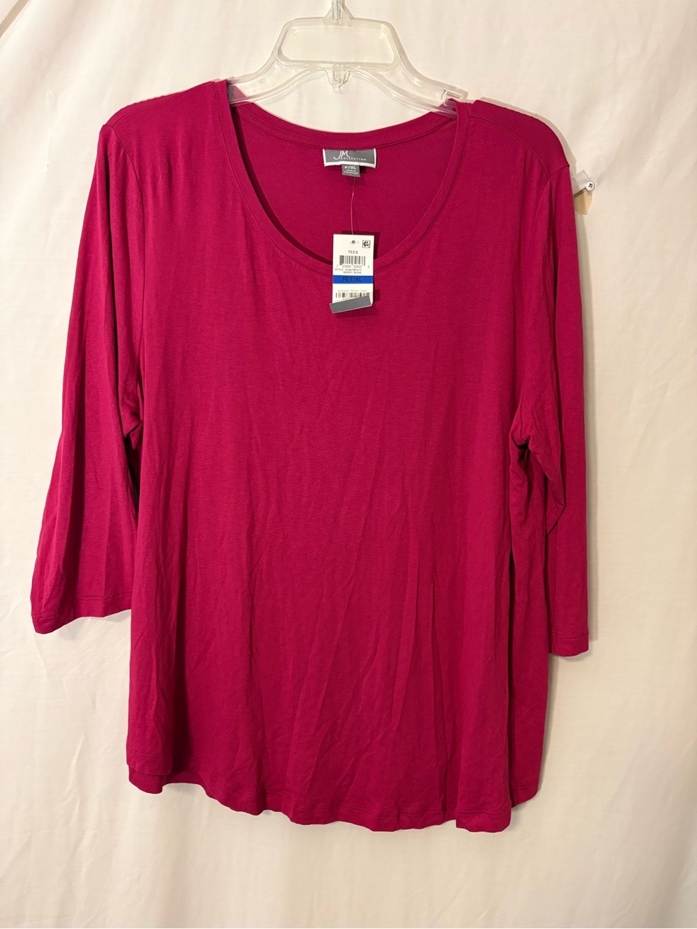 JM Collection Fuchsia Scoop Neck Long Sleeve Tee